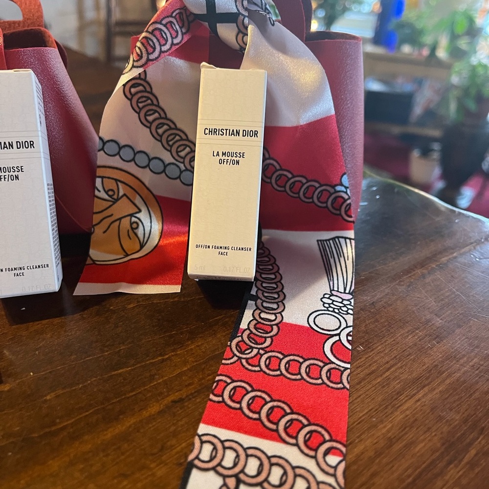 Authentic Christian Dior Mini Tote Bag with Printed Silk Twilly - Picture 5 of 16